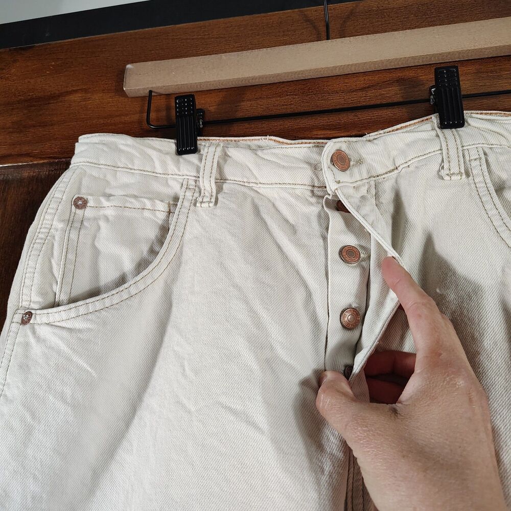 We The Free Women’s Jeans 32 Cream Milk Good Luck Mid-rise Barrel Baggy Loose - Picture 5 of 12
